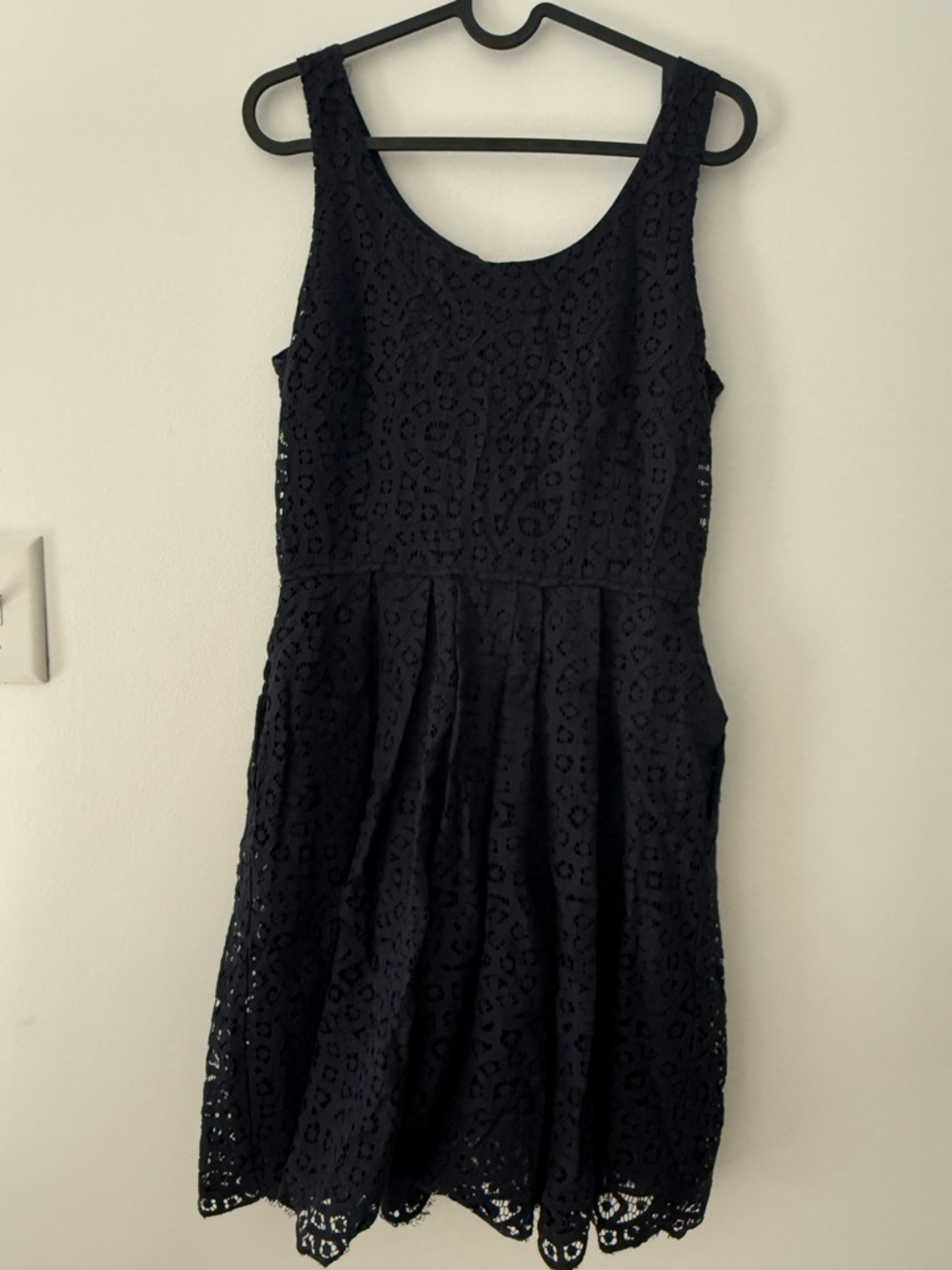J.Crew Eyelet Lace A-line Dress in Navy Blue